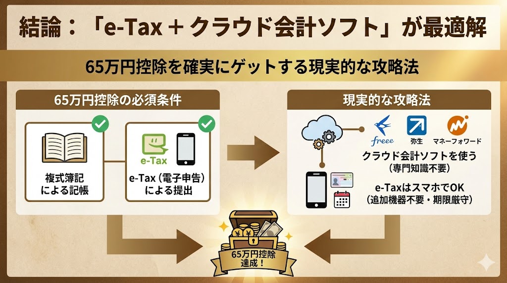 「e-Tax＋クラウド会計ソフト」で65万円控除