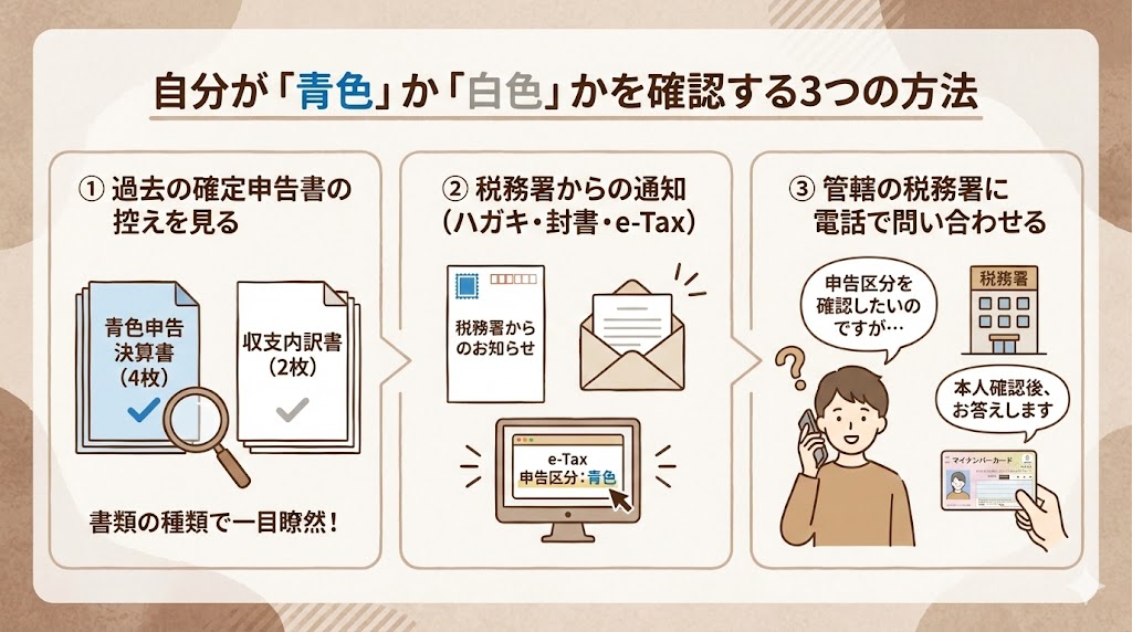 青色か白色か確認する方法
