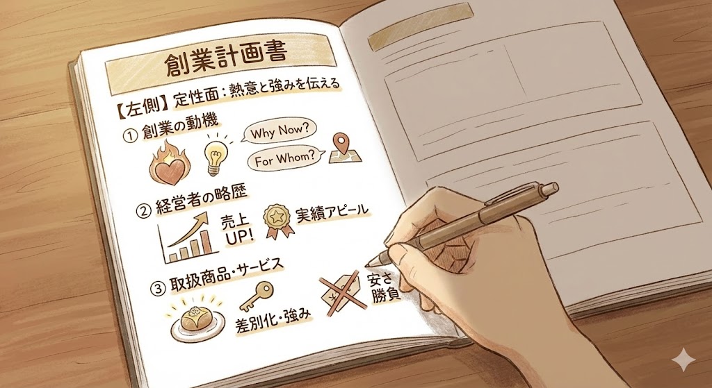 【事業計画書の左側】事業の想いを伝える「定性面」の書き方