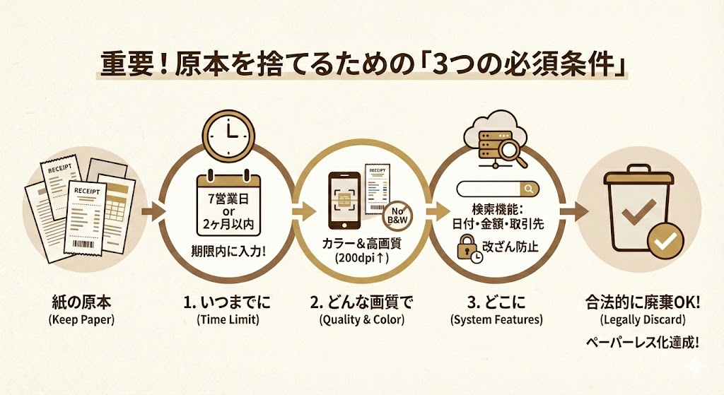 領収書の原本を捨てるための必須条件