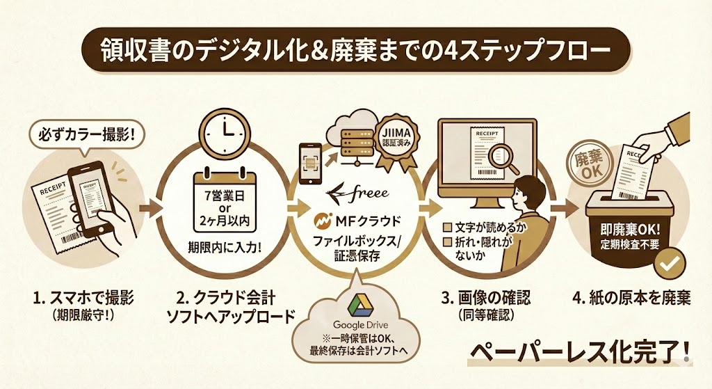 領収書のペーパーレス化の業務フロー