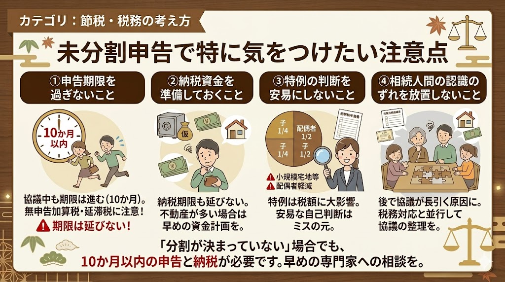 未分割申告の注意点