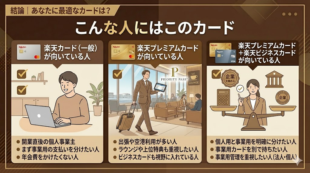 目的別　楽天カードの選び方