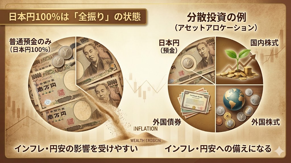 普通預金は「日本円100％」の資産配分