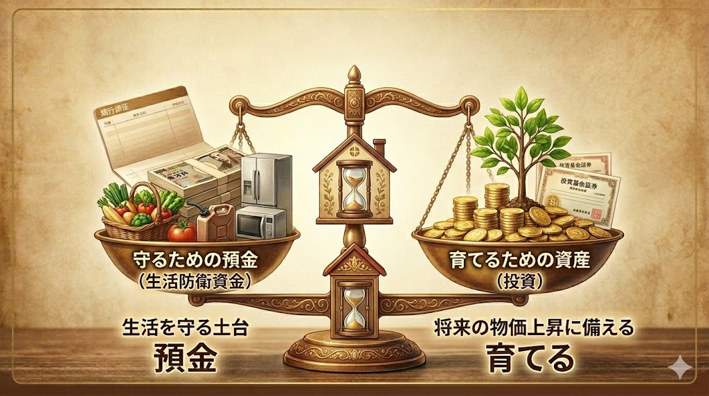 預金は守り　投資は攻め