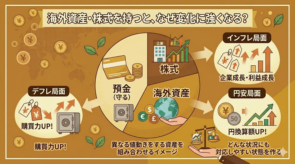 海外資産と株式を持つと、なぜ変化に強くなりやすいのか