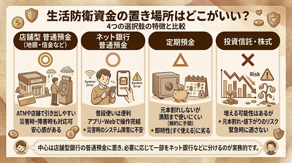 生活防衛資金の置き場所はどこが良いか？