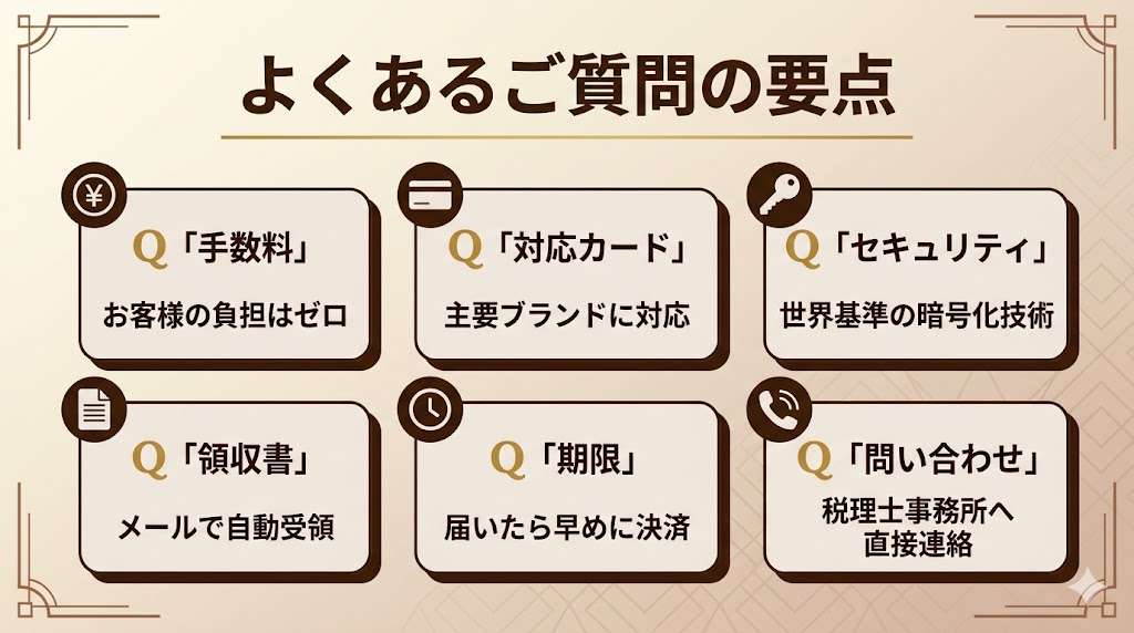 Stripe決済に関するよくあるご質問｜カードブランド・宛名変更・分割払い・再決済の要点図解