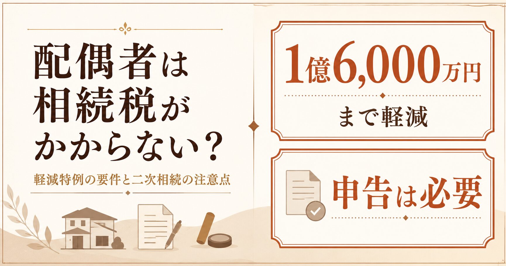 配偶者は相続税がかからない？軽減特例の要件と二次相続の注意点